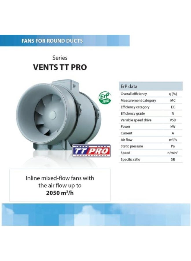 ونتس مروحة تهوية VENTS TT PRO 160 | مروحة تهوية - 160 مم | مروحة عادم داخلية - Image 3